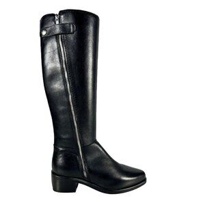 Aquatalia Women's Size US 8M Black Geovanna Boot Tall Leather Zipper Boot $890